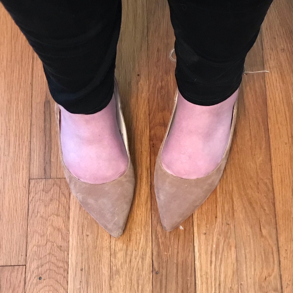 Nine West Nude Suede Wedges